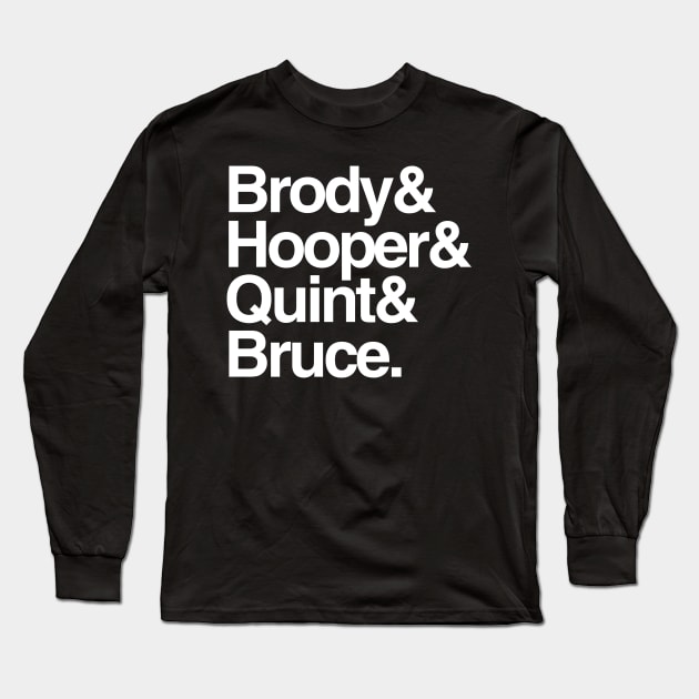 Jaws - Brody and Hooper and Quint and Bruce Long Sleeve T-Shirt by GoldenGear